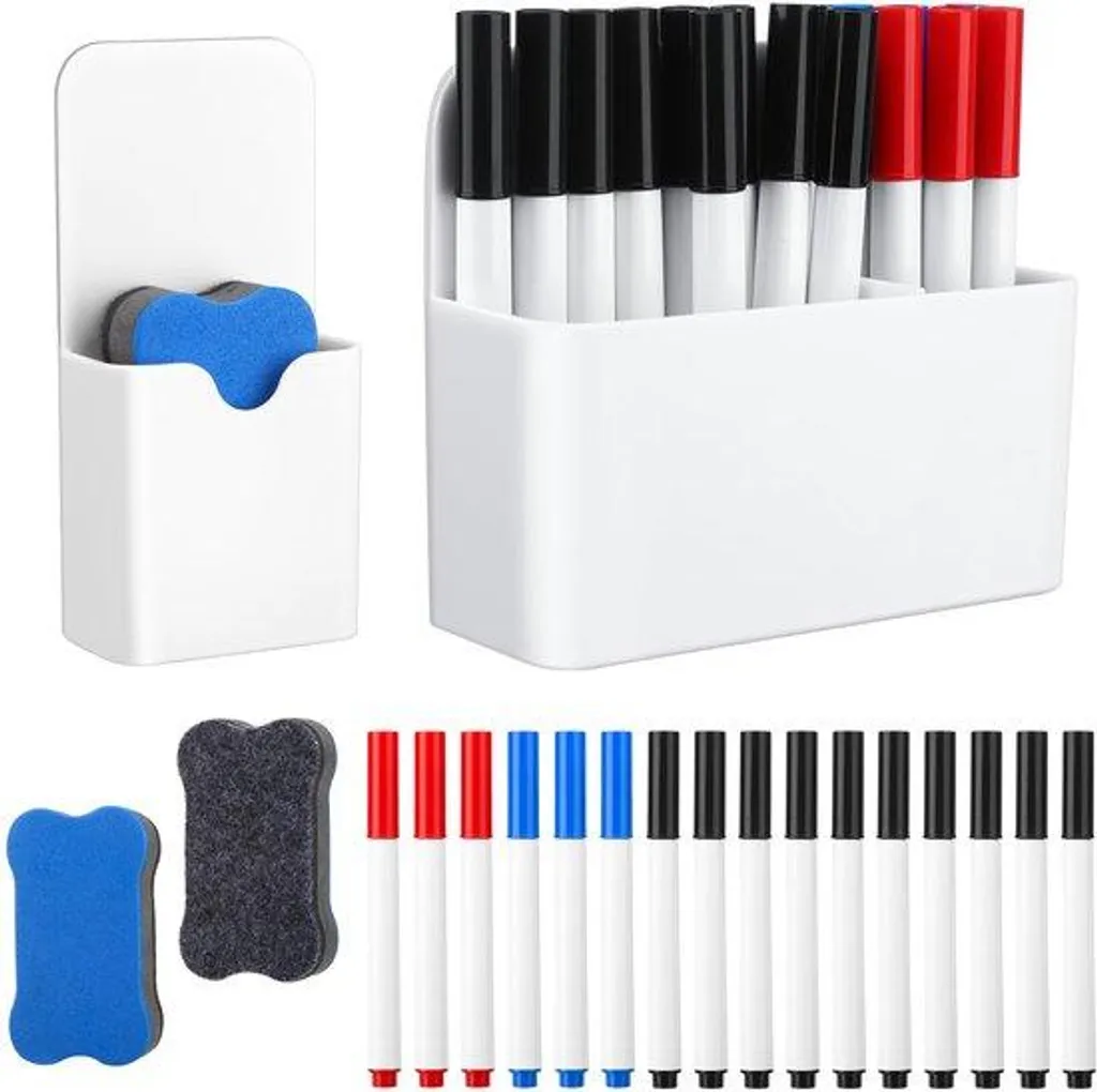 Kit Tableau Blanc pour École et Bureau : 2 Supports et 16 Feutres de Qualité