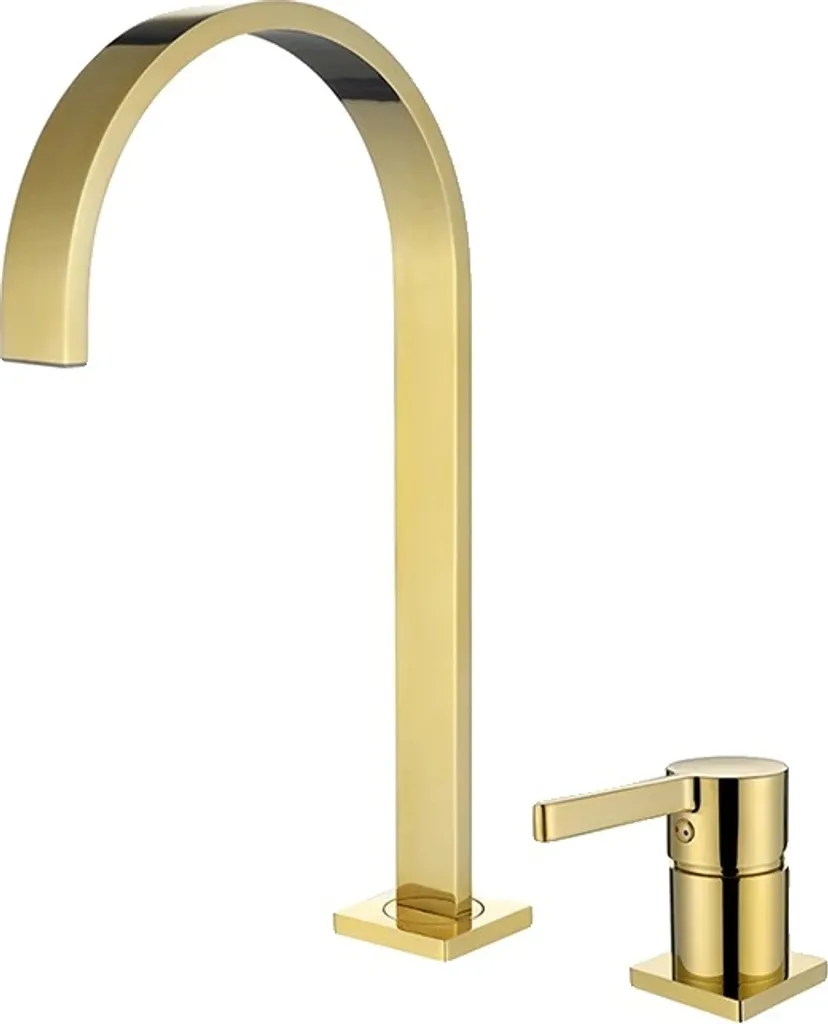 Robinet de lavabo anti-calcaire or poli - Solution double poignée élégante