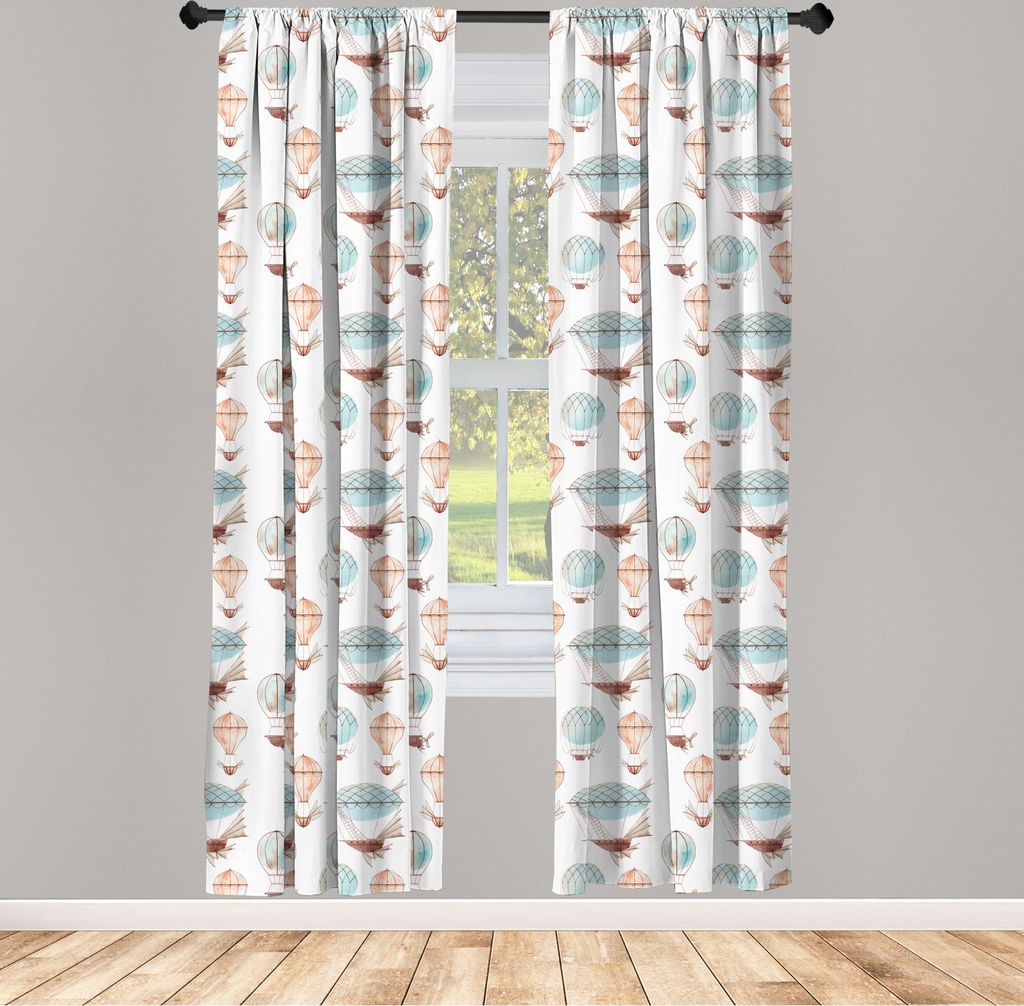 ABAKUHAUS Ballon Vorhänge, Gardinen, Kontinuierliche Lufttransportfahrzeuge Drucken auf einem einfachen Hintergrund, 2 Stück 75 x 225 cm, , Weiß...