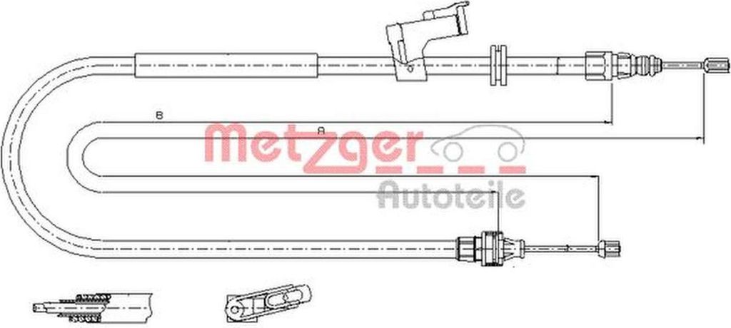 METZGER Handbremsseil Seilzug Feststellbremse für FORD S-MAX (WA6) Hinten Rechts 11.5495