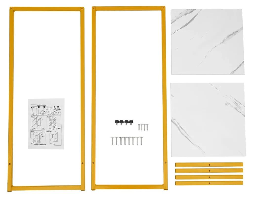 Porte-plante robuste design métal et bois blanc à deux plateaux ronds