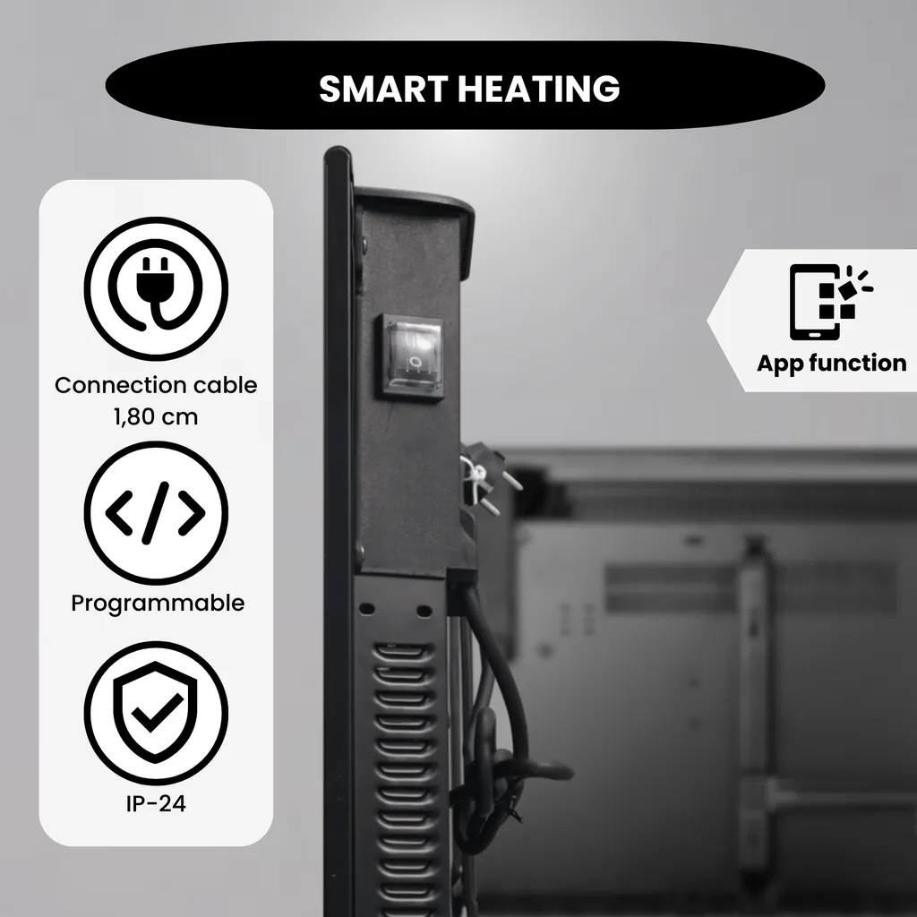 Panneau Rayonnant Électrique Wifi Noir Eco Slim 2000W Quality Heating - 4