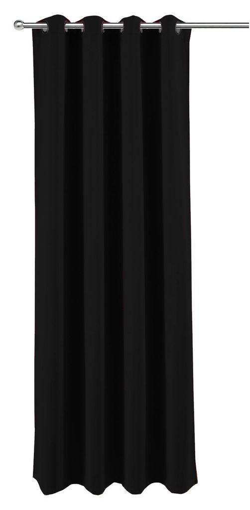 Verdunkelungsvorhang Ösen schwarz Vorhang blickdicht Gardine B/H 140x245 cm uni