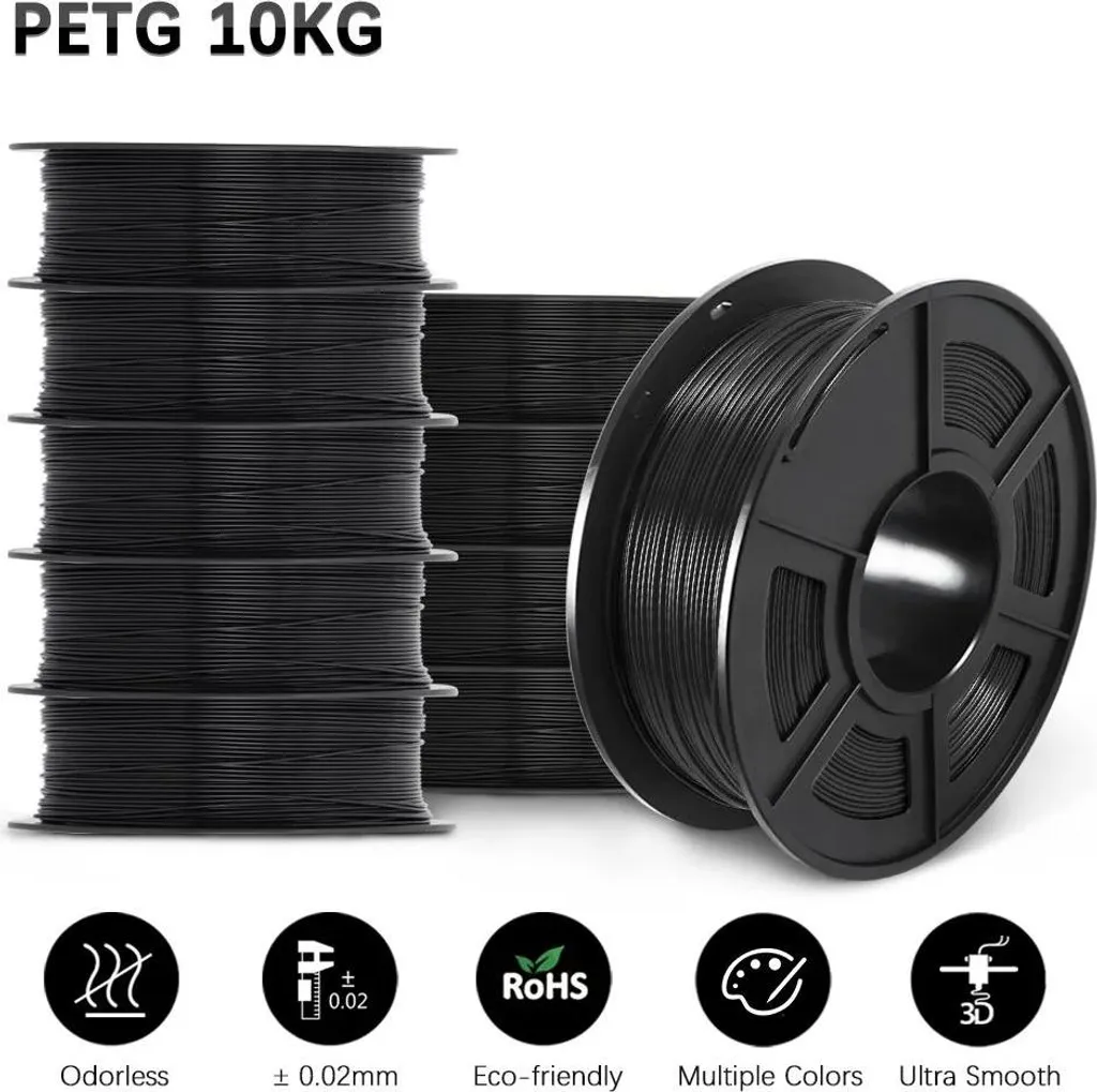 Filament 3D PETG noir 1.75 mm pour impression 3D de grande taille
