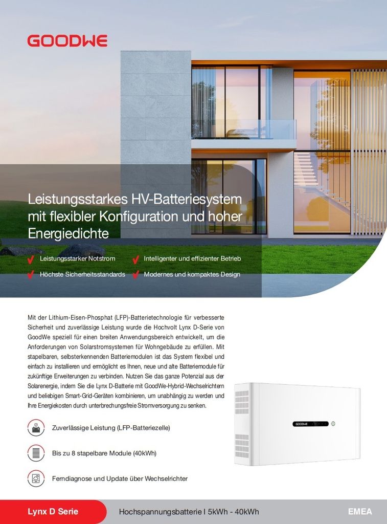 Speichersystem Goodwe Lynx Home D 4x5 kWh Solar Batteriespeicher 0% MwSt. 20 kWh Bodenmontage