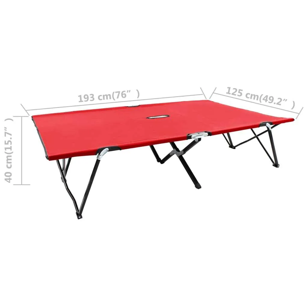 Chaise longue 2 places pliable rouge avec structure robuste en acier - 8