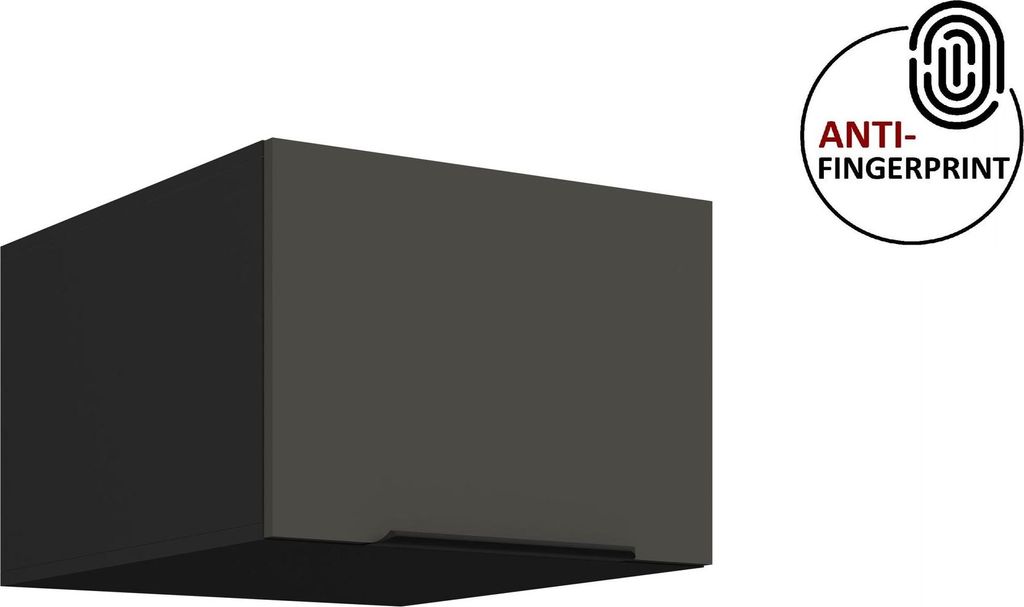 Küchen Aufsatzschrank 50 cm ARIA Graphite ultra matt + Schwarz matt, hochwertige Fronten mit Anti Fingerprint Beschichtung Küchenzeile Küchenblock