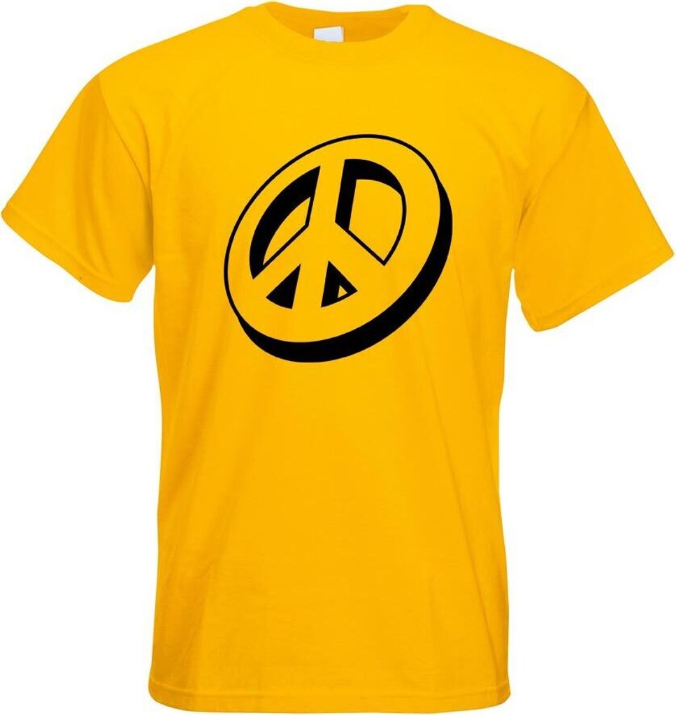 Kiwistar - T-Shirt - gelb - Peacezeichen - Friedenszeichen Motiv Bedruckt Funshirt Design Print - mit Motiv Bedruckt - Funshirt Design - Sport - Fr...