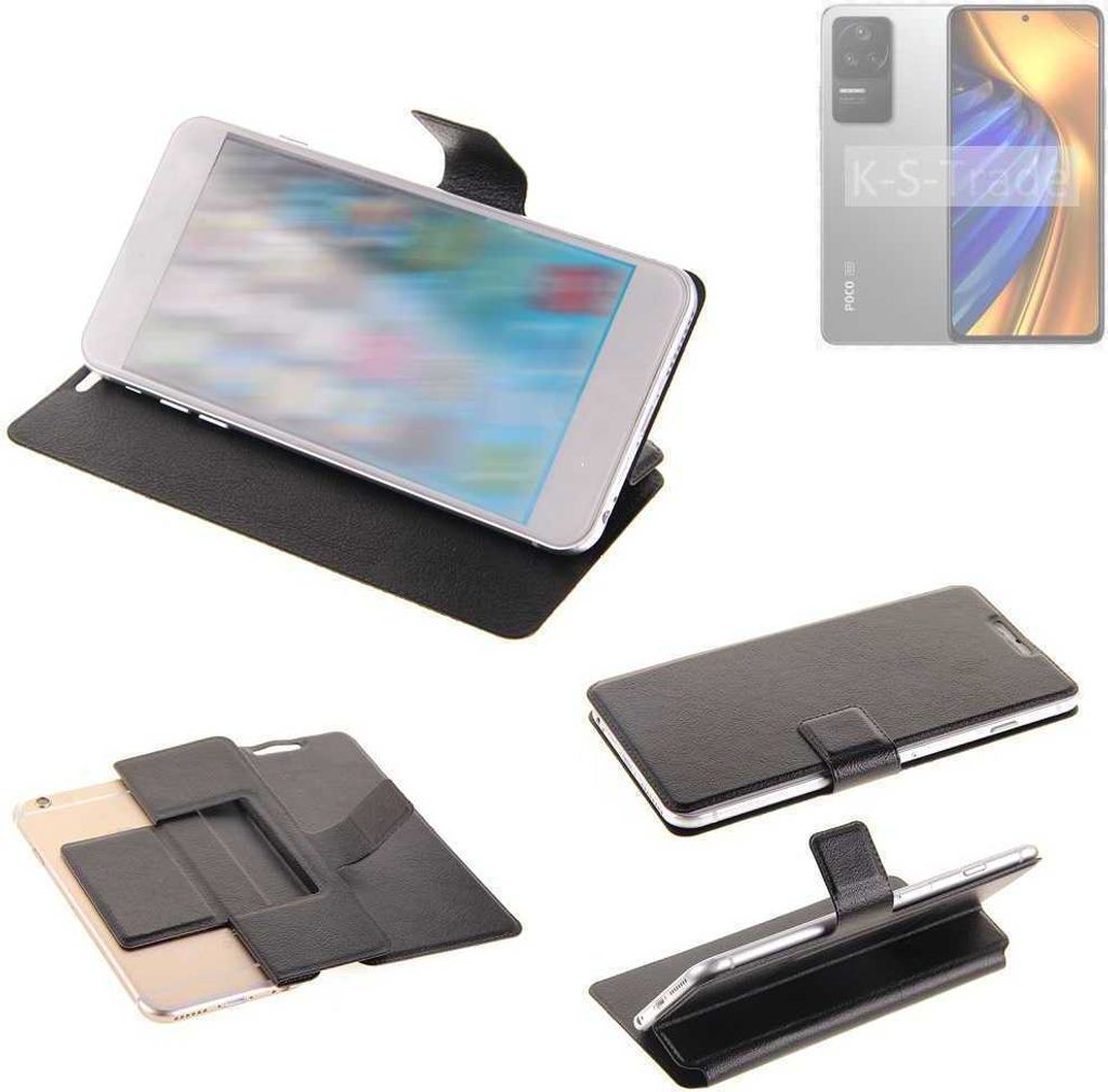 K-S-Trade Schutzhülle kompatibel mit POCO F4 Schutzhülle Flip Cover Klapphülle Wallet Case Slim Handyhülle bookstyle schwarz