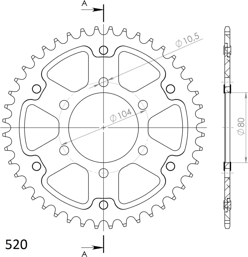 Corona Supersprox Stealth 520 44T Oro RST-478:44-GLD | Ricambi Top