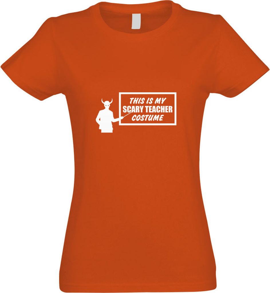 Kiwistar - T-Shirt tailliert - Damen - orange - My Scary Teacher Costume II - mit Motiv Bedruckt - Funshirt Design - Sport - Freizeit - Damen - XXL