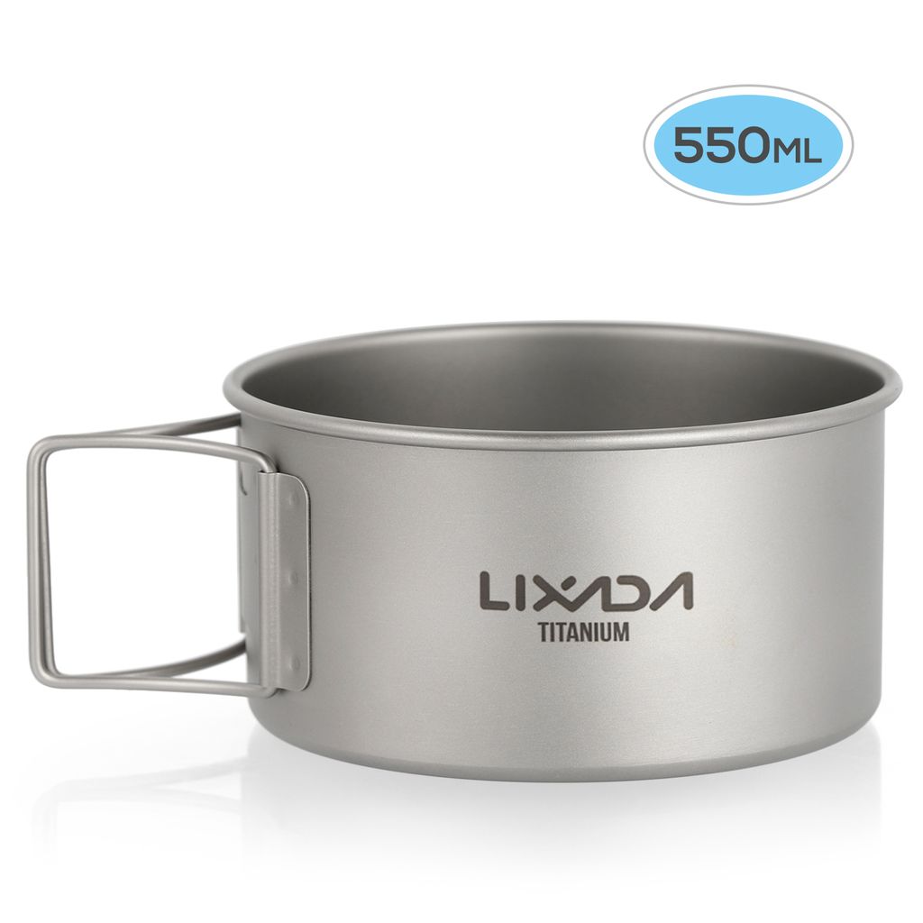 Lixada Titanium Bowl mit Klappgriffen Dinner Food Container fš¹r Outdoor Camping Wanderwandern