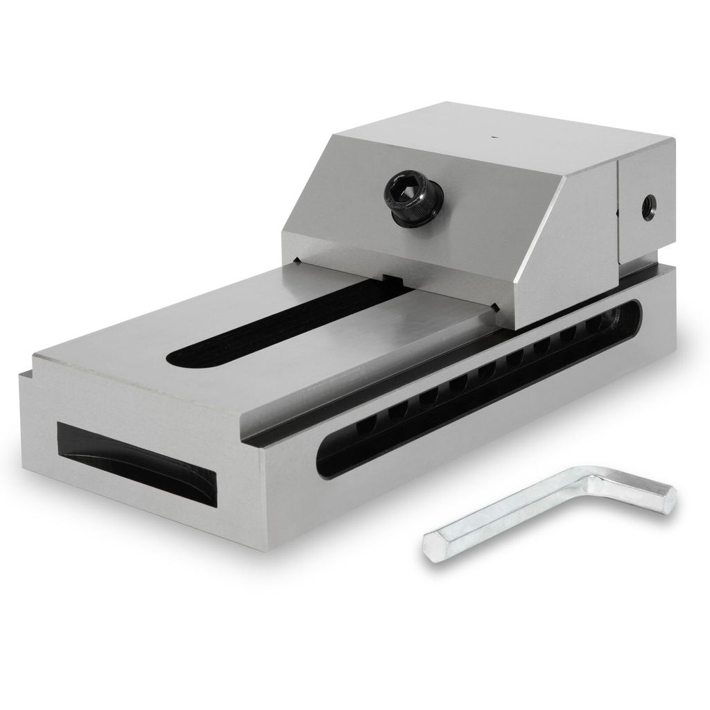EBERTH Präzisions-Niederzugschraubstock, Backenbreite 125mm, maximale Spannkraft 160mm, Backenhöhe 50mm, aus robustem Stahl, professionell