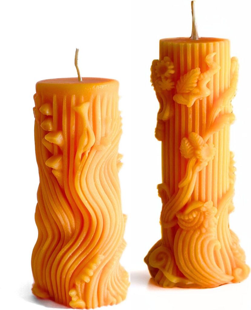 Handgemachte Kerzen, Dekokerzen, Wachskerzen, Haushaltskerzen, Formkerzen aus natürlichem Bienenwachs 2 SETS (Orange)