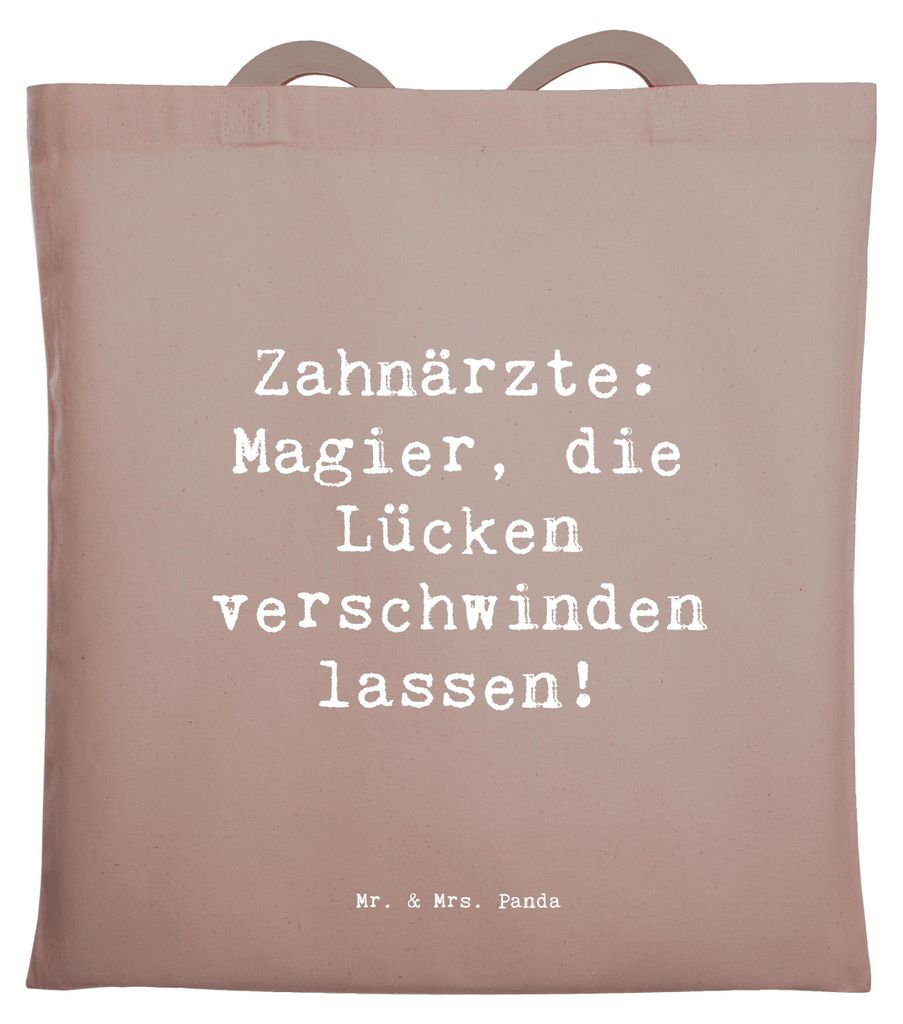 Mr. & Mrs. Panda Tote Bag Spruch Zahnarzt Magier - Braun Pastell - Geschenk, Beruf, Zahnärzte, totebag, Berufe, Zahnheilkunde, Uni Tasche, Jutebeu...