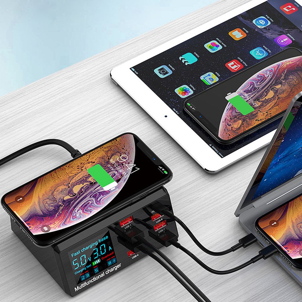 X9 8 Port Wireless USB Ladegeraet Schnellladung PD + QC3.0 Produktbild 13