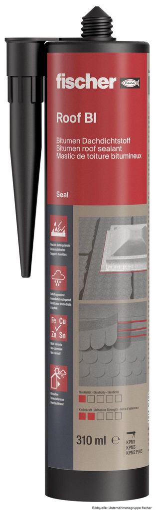 fischer Bitumen-Dachdichtstoff Roof BI, schwarz, 310ml Produktbild 