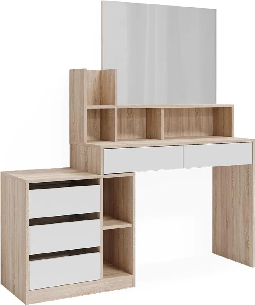 Petit Bureau Blanc et Sonoma Vicco Anja : Solution Rangement 140x40 cm