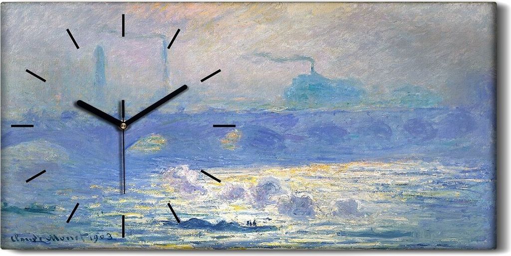 Leinwand Wanduhr Wandkunst Uhr Geräuschlos Kunstdruck 60x30 Waterloo Brücke - schwarze Hände