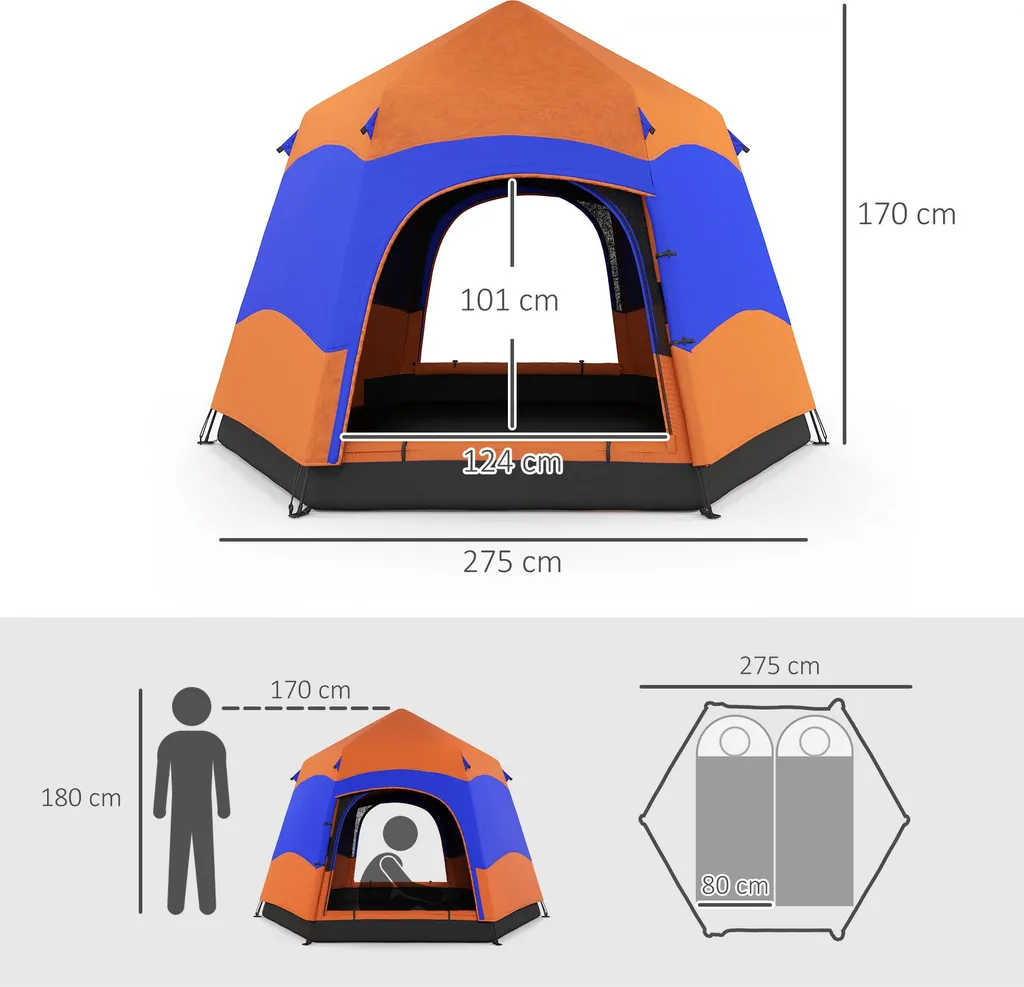 Tente de camping familiale 6 places imperméable avec montage rapide - 3