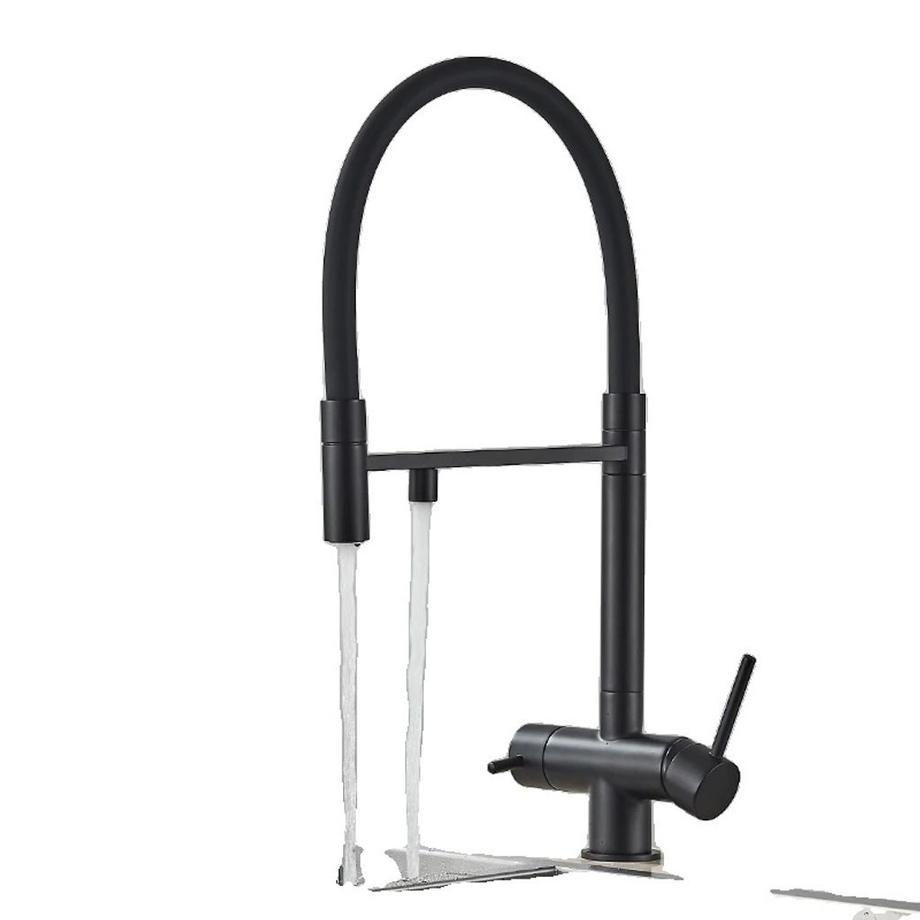 Küchenarmatur, Dual-Handle, Pull-Down-Design, Mattschwarz