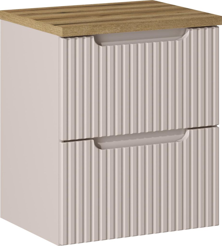 Badezimmer Schrank 50 Cm Mit Top Kaschmir Eiche Schubladen Stillen Verschluss