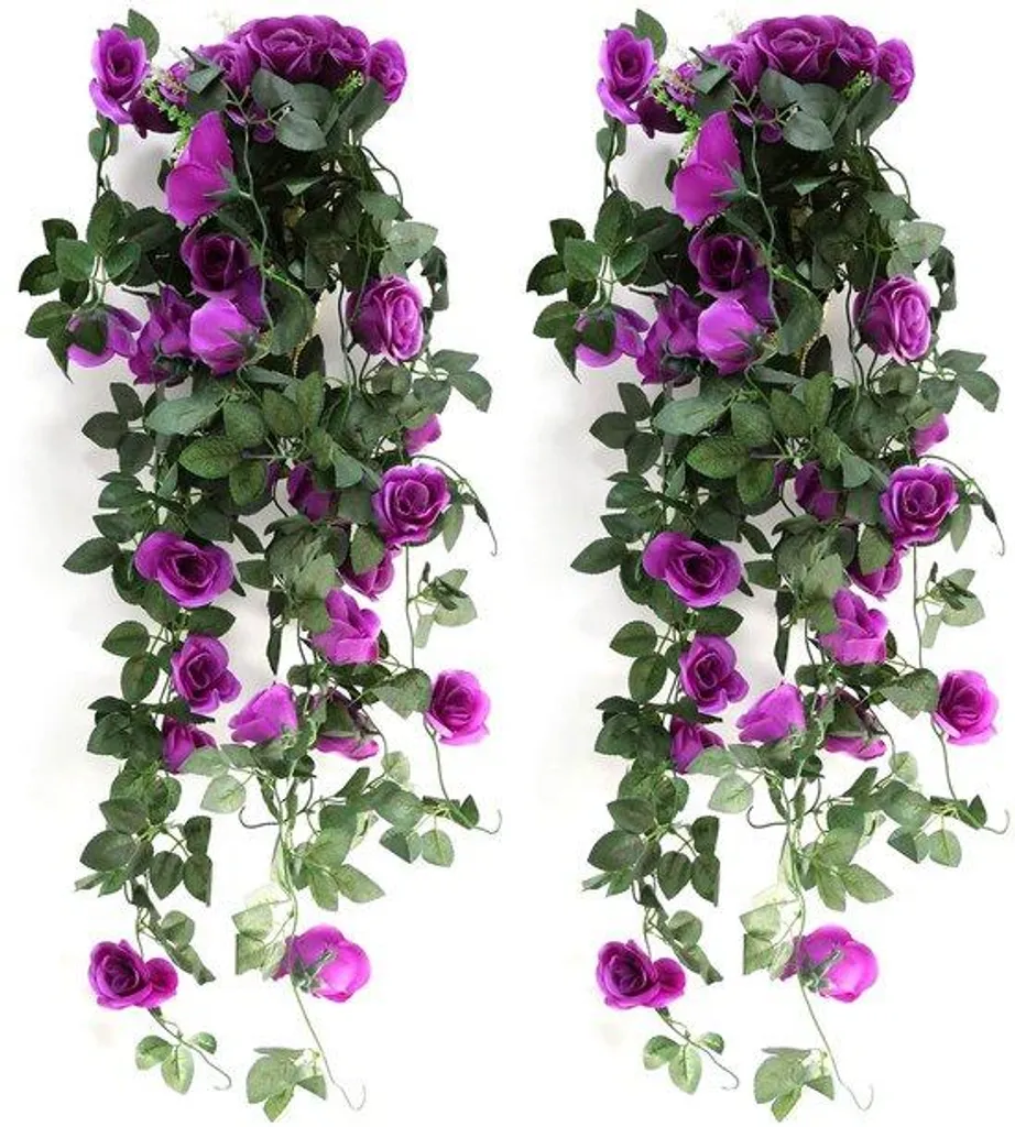 Plante Grimpante Artificielle en Éventail Fleurs Violettes 90 cm x2