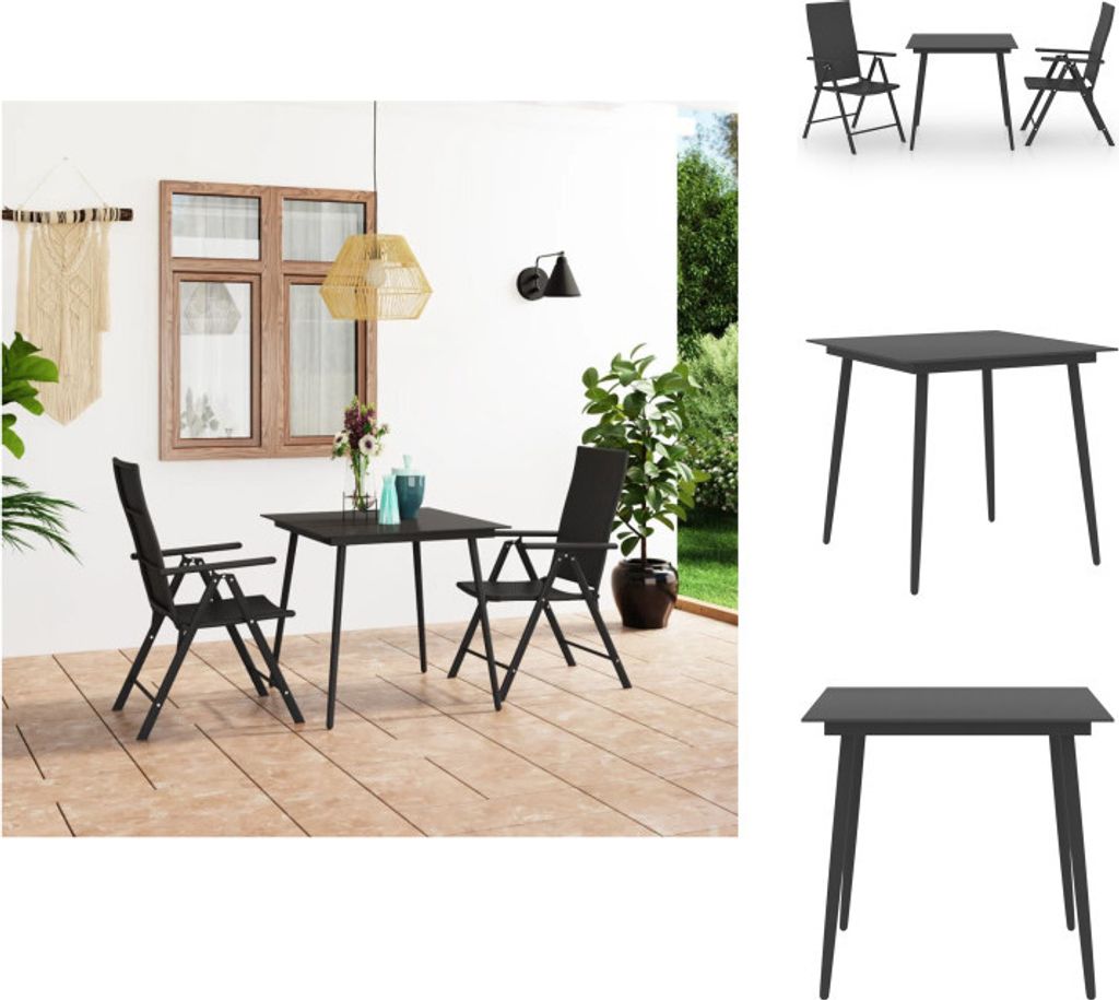 vidaXL 3-tlg. Garten-Essgruppe Schwarz - Gartenmöbel-Sets