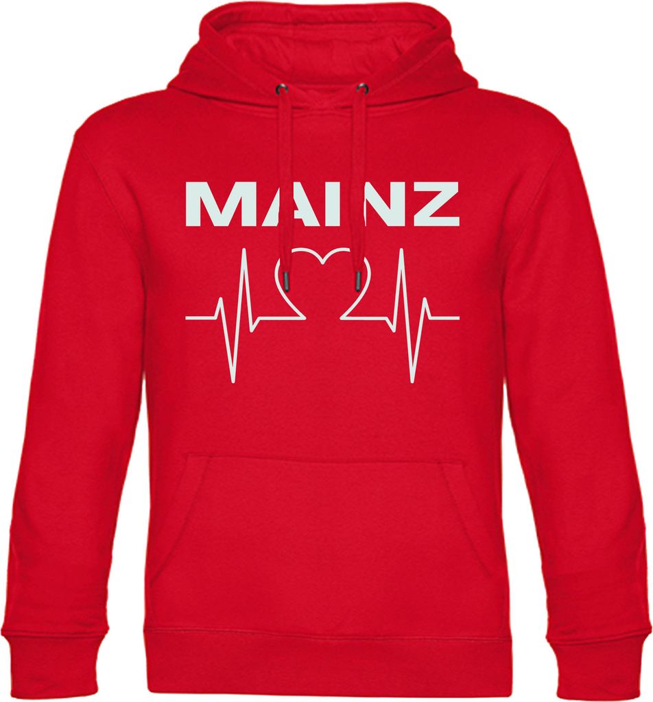 multifanshop Kapuzen Sweatshirt - Mainz - Herzschlag, rot, Größe M