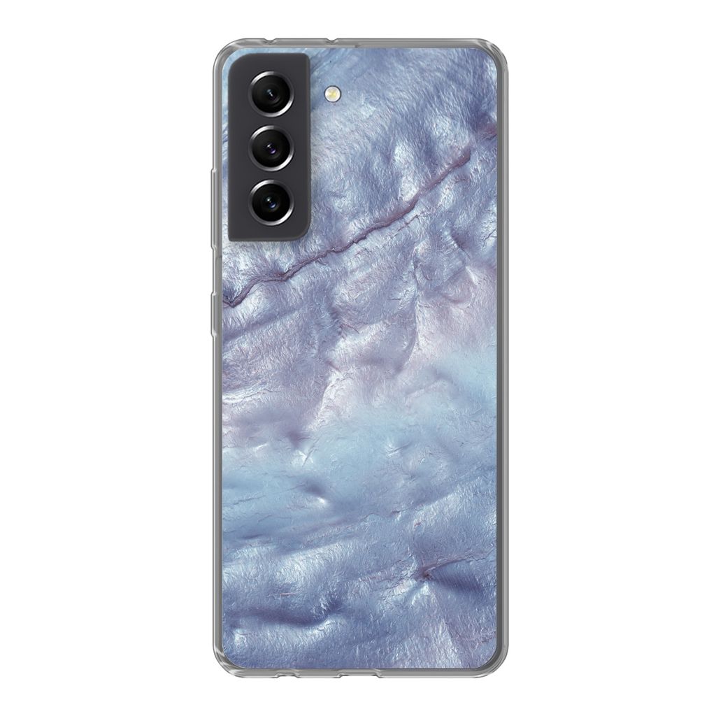 MuchoWow Handyhülle Schutzhülle Hülle für Samsung Galaxy S21 FE Mineralien und Gesteine - Naturstein - Perlmutt Silikon Softcase Handy Hülle...