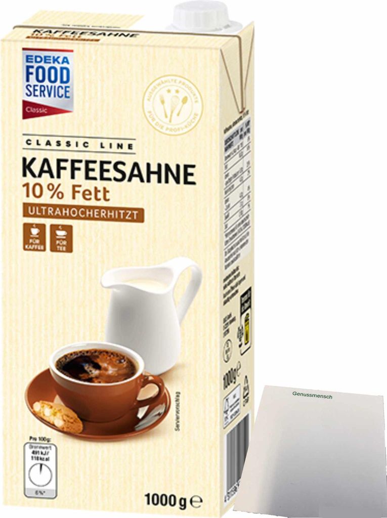 Edeka Food Service Kaffeesahne 10% Fett Ultrahocherhitzt (1kg Packung) + usy Block