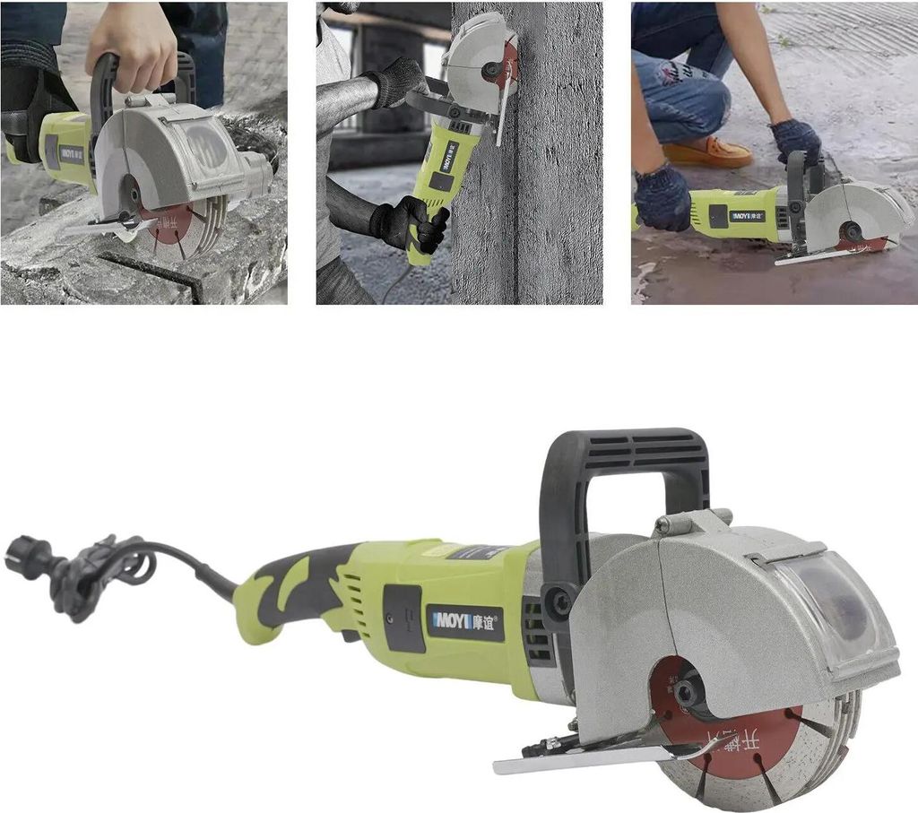 4000 W elektrische Mauernutfräse/Wandschlitzer, 125 mm, 5 Trennscheiben, hellgrün