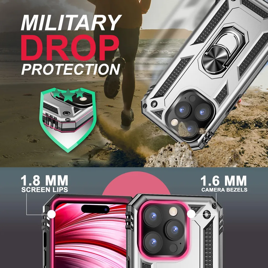 DASFOND Cover Compatibile con iPhone 15 Pro, Militare Rigida Armor Custodia con