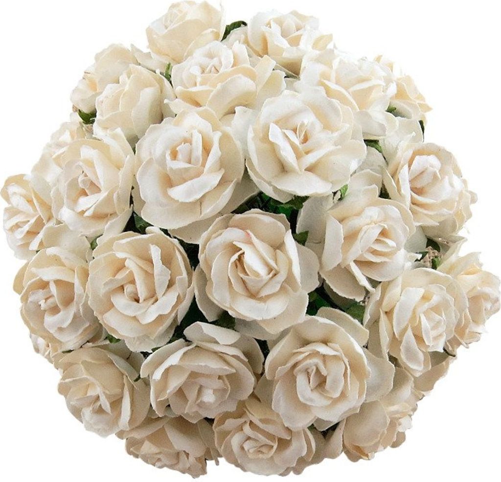 WILDROSEN 30mm 50Stk Scrapbooking Maulbeerpapier Blumen Flower, ivory