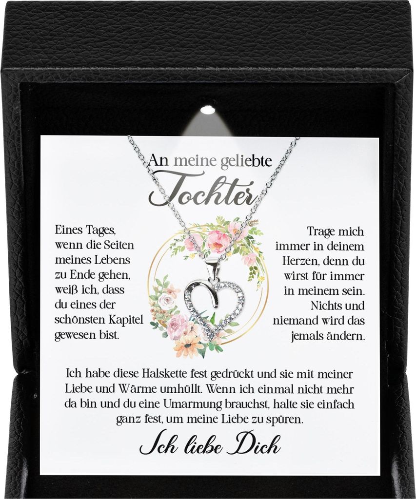 22Feels Tochter Geschenk von Mama Papa - Mädchen Schmuck Frauen Silber 925/000 Herz Halskette - Konfirmation Firmung 18. Geburtstag Weihnachten Sc...