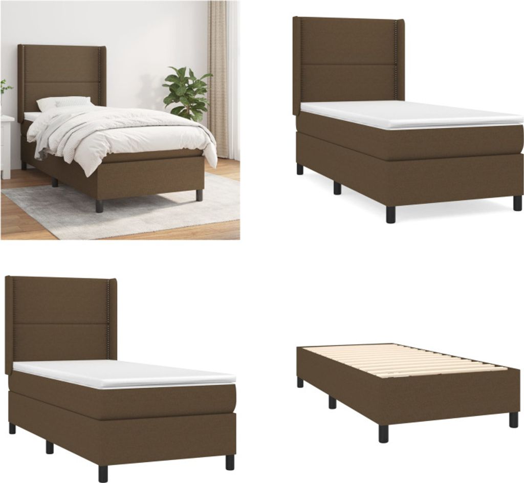 vidaXL Boxspringbett mit Matratze Dunkelbraun 100x200 cm Stoff - Boxspringbett - Boxspringbetten - Bett - Schlafzimmermöbel
