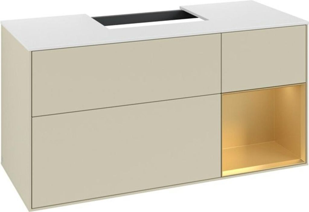 V&B Waschtischunterschrank Finion 120cm, Pl w m, Reg re gol m, si Gr m Lac