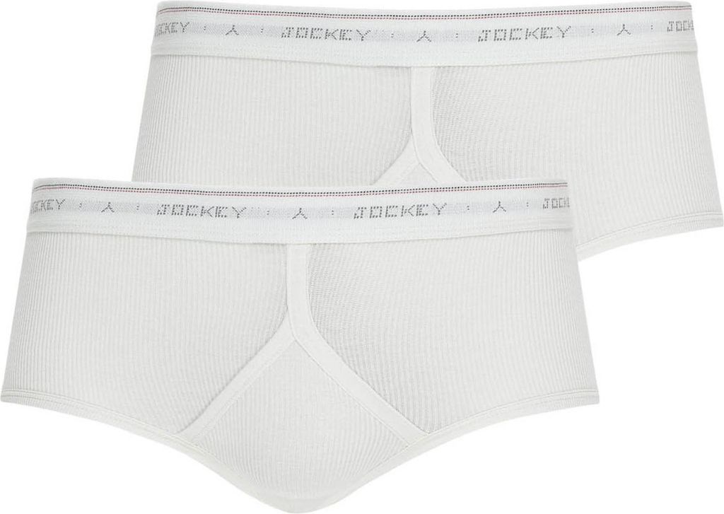 Jockey Herren Slips, 2er Pack - Classic Baumwolle Rib Y-Front Brief, Doppelripp, Baumwolle, einfarbig Weiß M