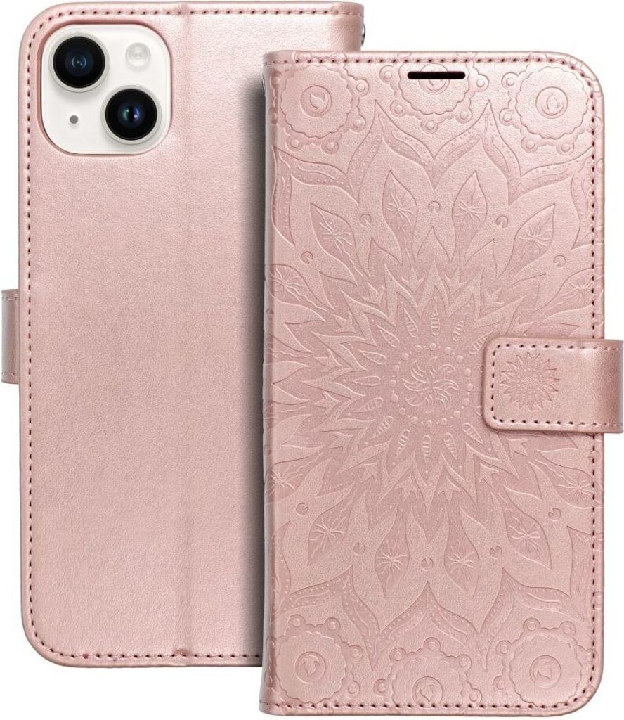 MEZZO Book Case passend für IPHONE 14 Plus Mandala gold rosa