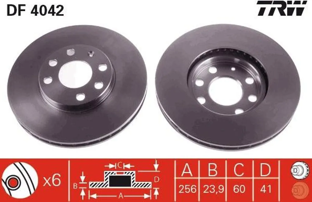 Disque de frein TRW DF4042 anti-vibration OE 90497879 Corsa et Astra