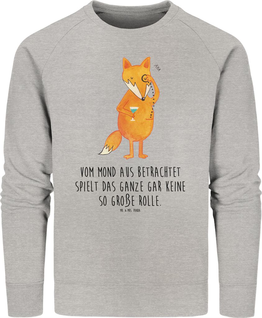 Mr. & Mrs. Panda Baumwoll Pullover Fuchs Lord Größe M - Heather Grey - Geschenk, Neugierig, Motivation Spruch, Schick, Sweatshirt, Cocktail, Füc...
