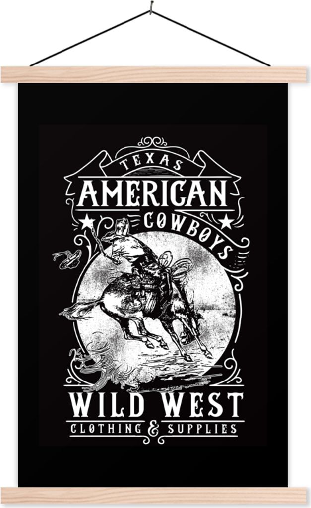 MuchoWow Textilposter Mancave - Cowboy - Altmodisch - Western 40x60 cm mit holzfarbenen Rahmen - Poster