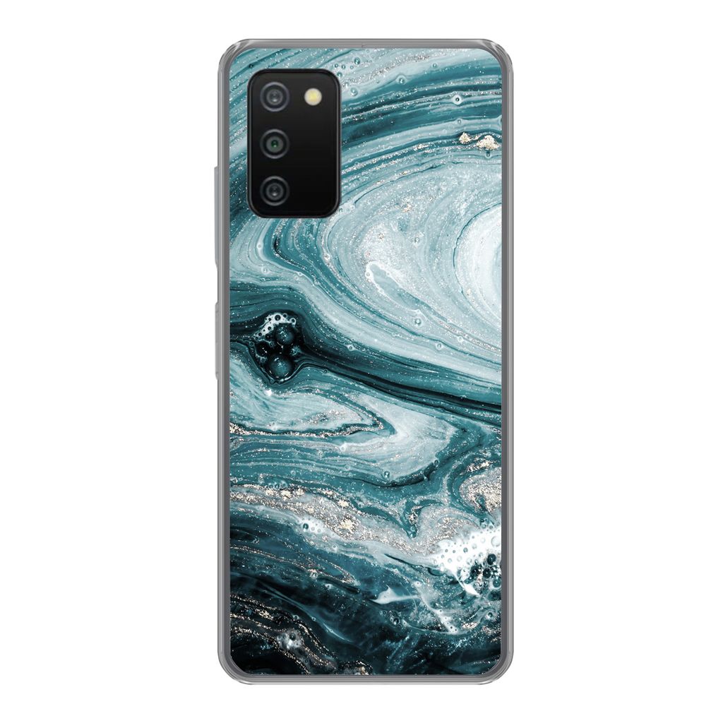 MuchoWow Handyhülle Schutzhülle Hülle für Samsung Galaxy A03s Marmor - Mineralien - Naturstein Silikon Softcase Handy Hülle - Schutz