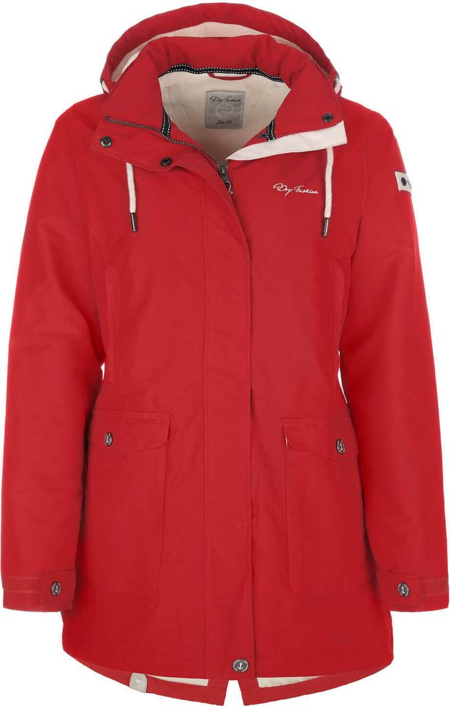 Dry Fashion Damen Funktionsmantel Aarhus gefüttert - Outdoor-Funktionsjacke wind- und wasserdicht in Rot Größe 42