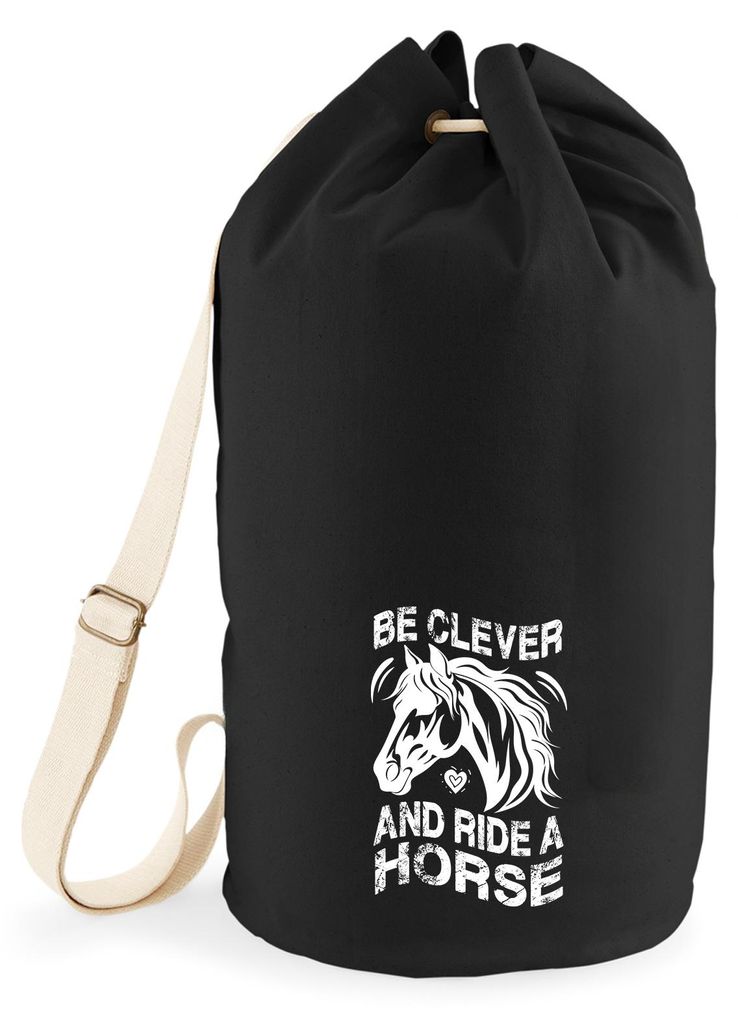 Huuraa Seesack ride a horse Pferd 20 Liter Black Baumwolle Rucksack Geschenkidee