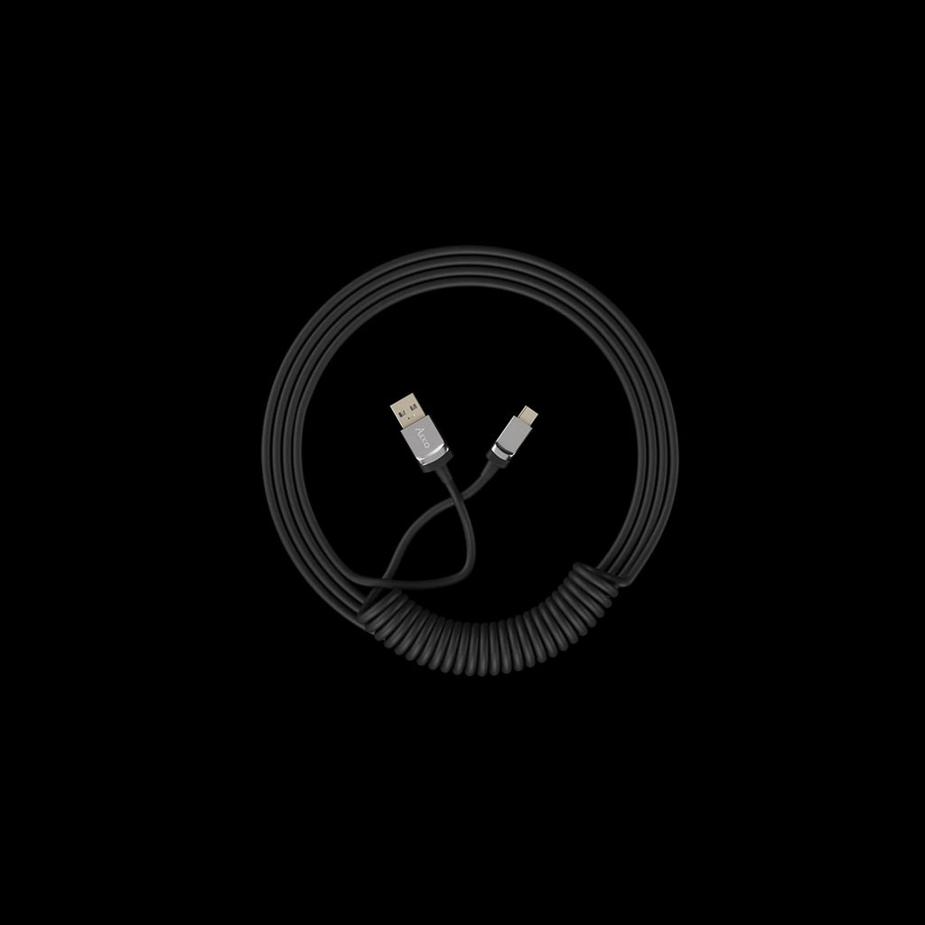 Akko Custom Spiralkabel, einziehbares USB-Typ-C-Verlängerungskabel, Spiralfeder-Spiralkabel für mechanische Tastaturen, Schwarz