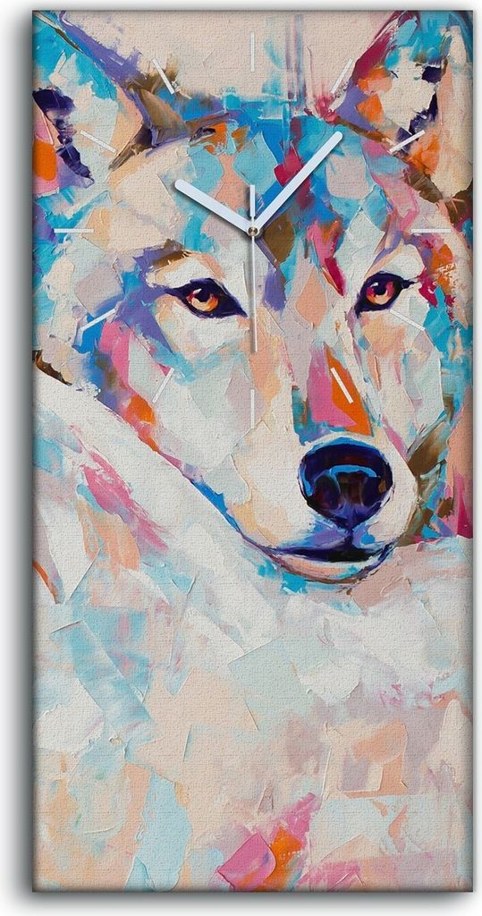 Wandkunst Leinwand Bild Uhr Geräuschlos 30x60 Malerei Tiere Wölfe Kunst - weiße Hände