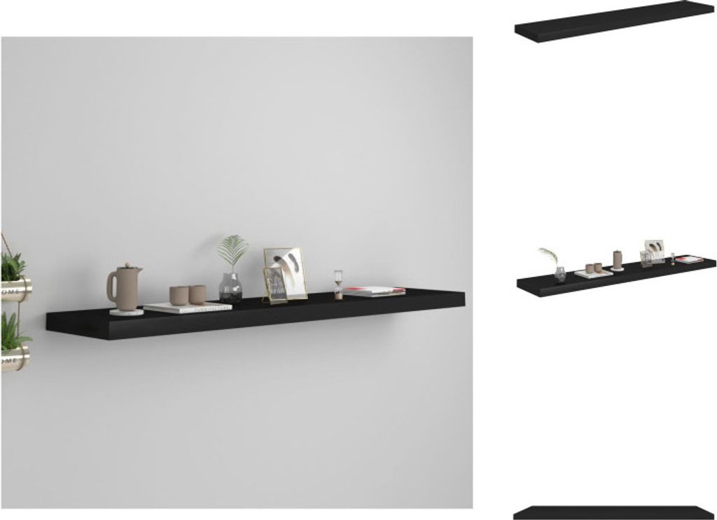 vidaXL Plávajúca polica čierna 120x23,5x3,8 cm MDF - Obrázok produktu 