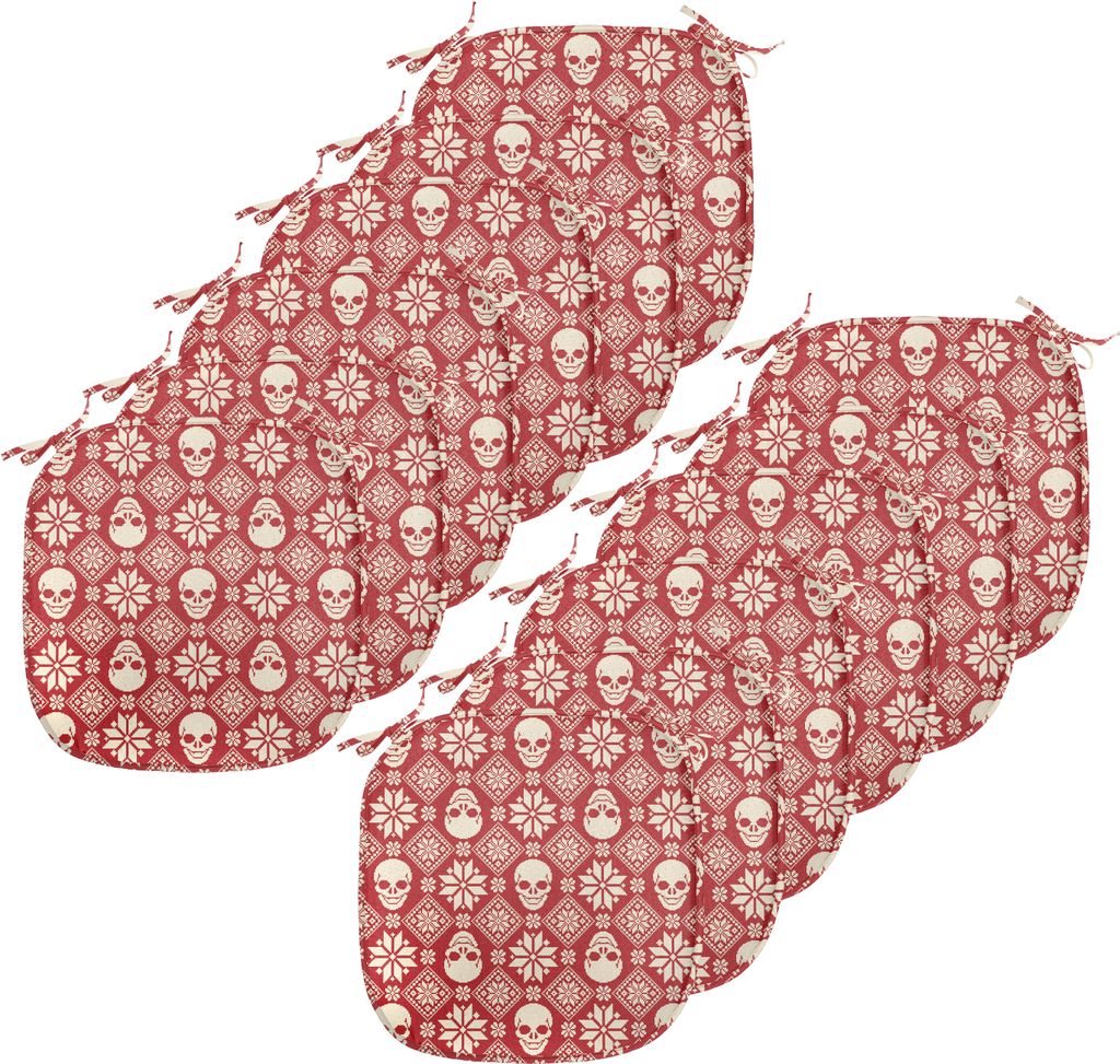 ABAKUHAUS nordisch Polster für Esszimmerstühle, Needlework Schädel-Motiv, Dekoratives wasserfestes Kissen mit Riemen für Küchensitze, 40 cm x ...