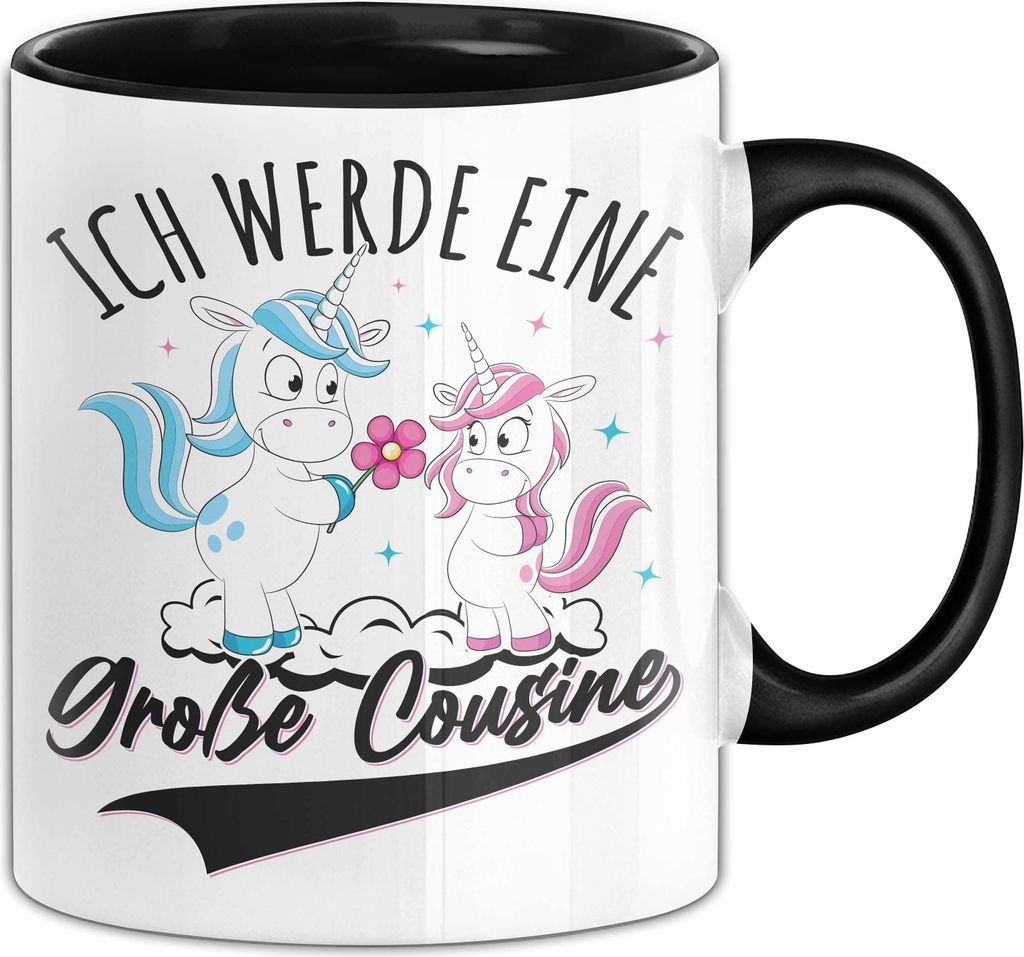 Ich Werde Große Cousine Tasse Geschenk Verkündung Schwangerschaft (Schwarz)